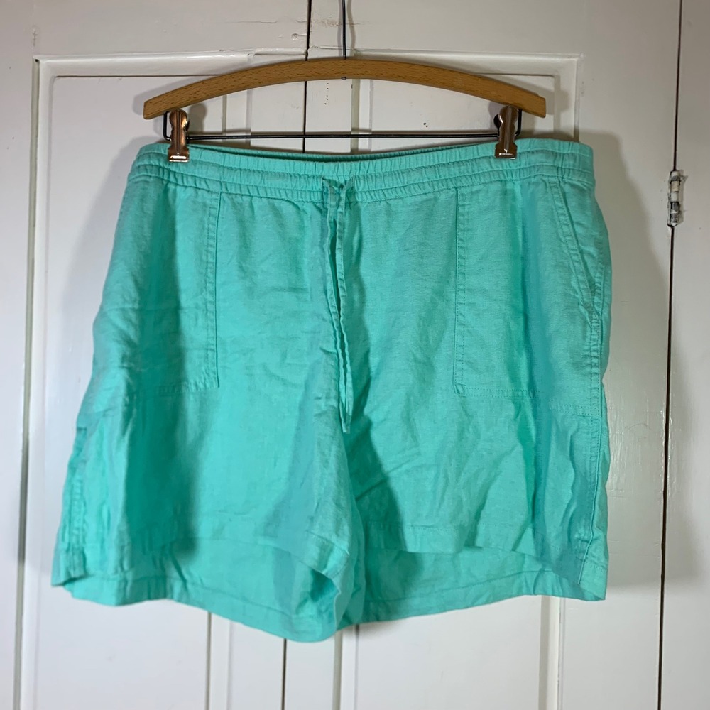 J.Crew Seaside Shorts Mint Green Linen Blend Drawstring XXL Beach Resortwear